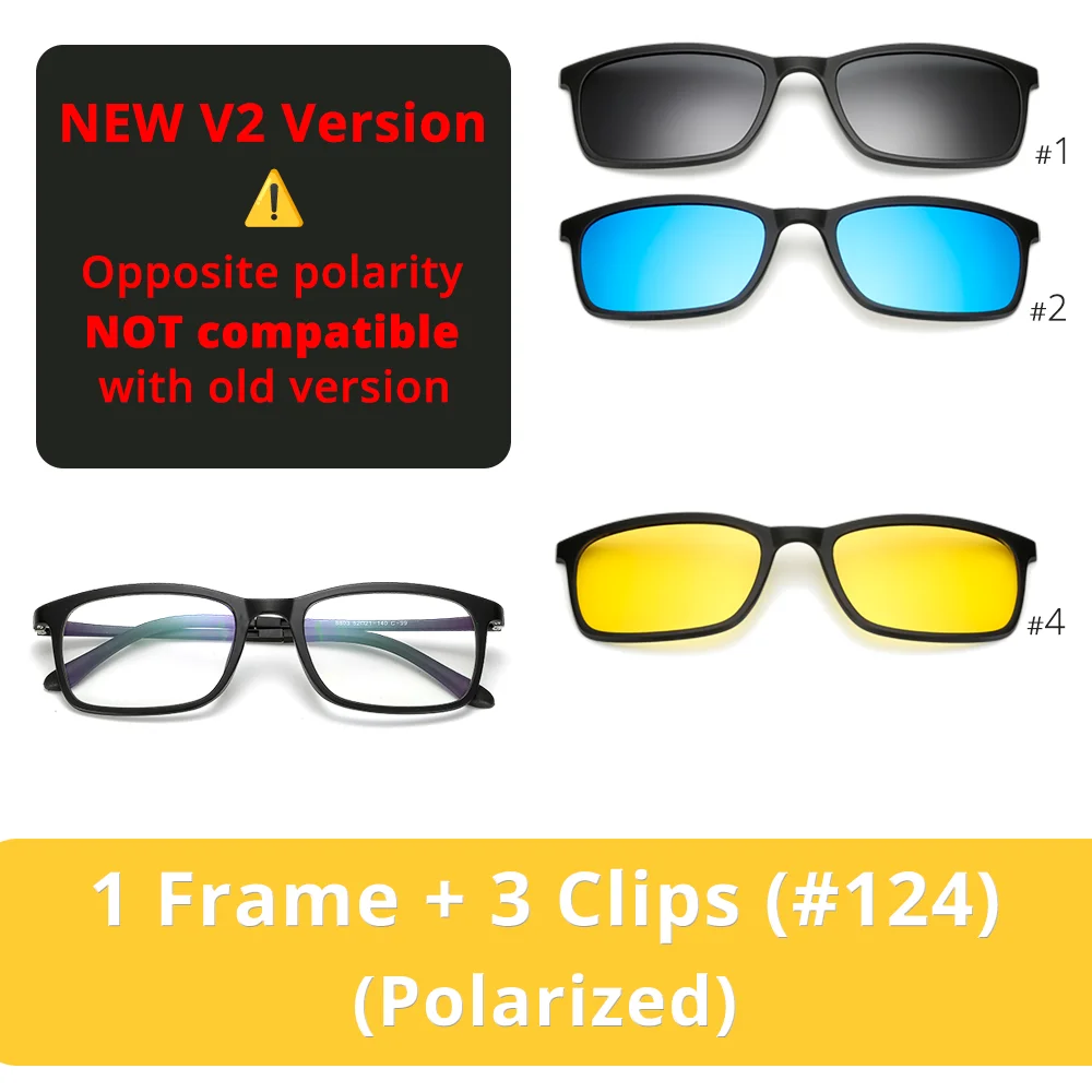 5 In 1 Magnetic Clip On Glasses TR90 Optical Eyeglass