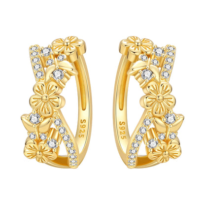 New 925 Sterling Silver 18K Gold Plated Cherry Blossom Butterfly