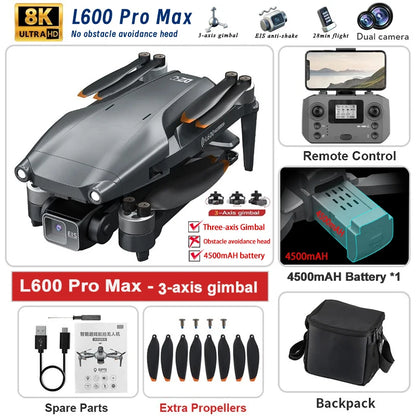 New L600 PRO MAX/PRO GPS Drone 5KM 4K Professional