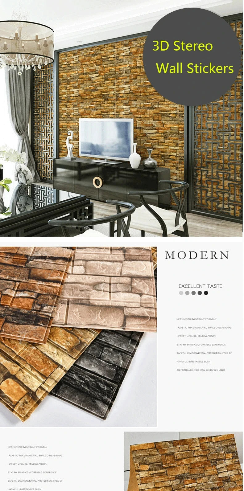 3D Self-Adhesive Wallpaper 70cm*1/5/10m Continuous Waterproof