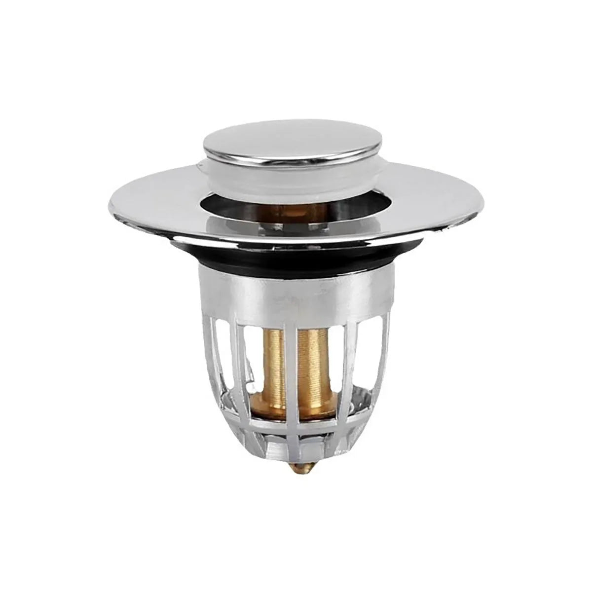 Rebound drain plug filter basin pop-up chrome sink