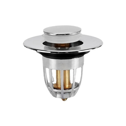 Rebound drain plug filter basin pop-up chrome sink