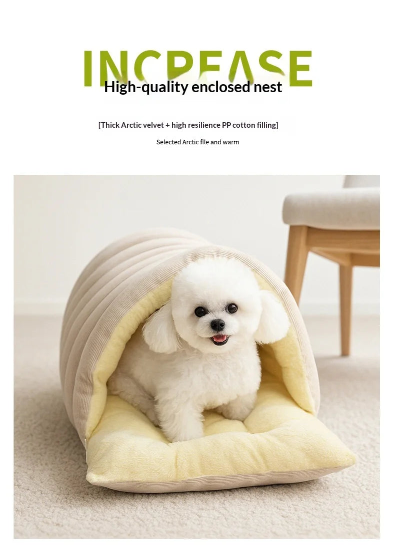 Winter Thermal Plush Cat Bed Winter Warm Enclosed