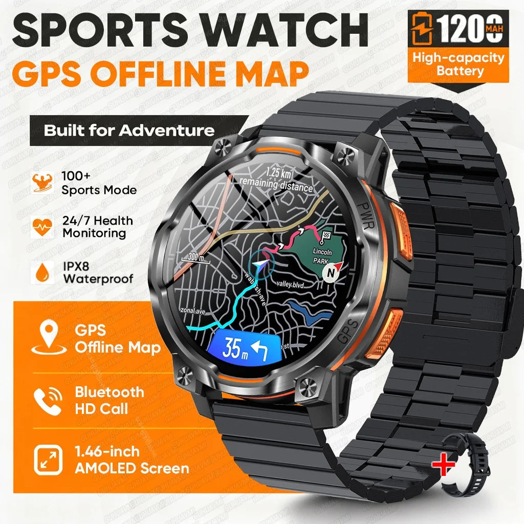 New GPS Map Smart Navigation Watch 1200mAh Battery