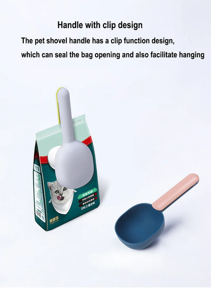 Pet Food Shovel with Sealing Bag Clip Spoon Multifunction
