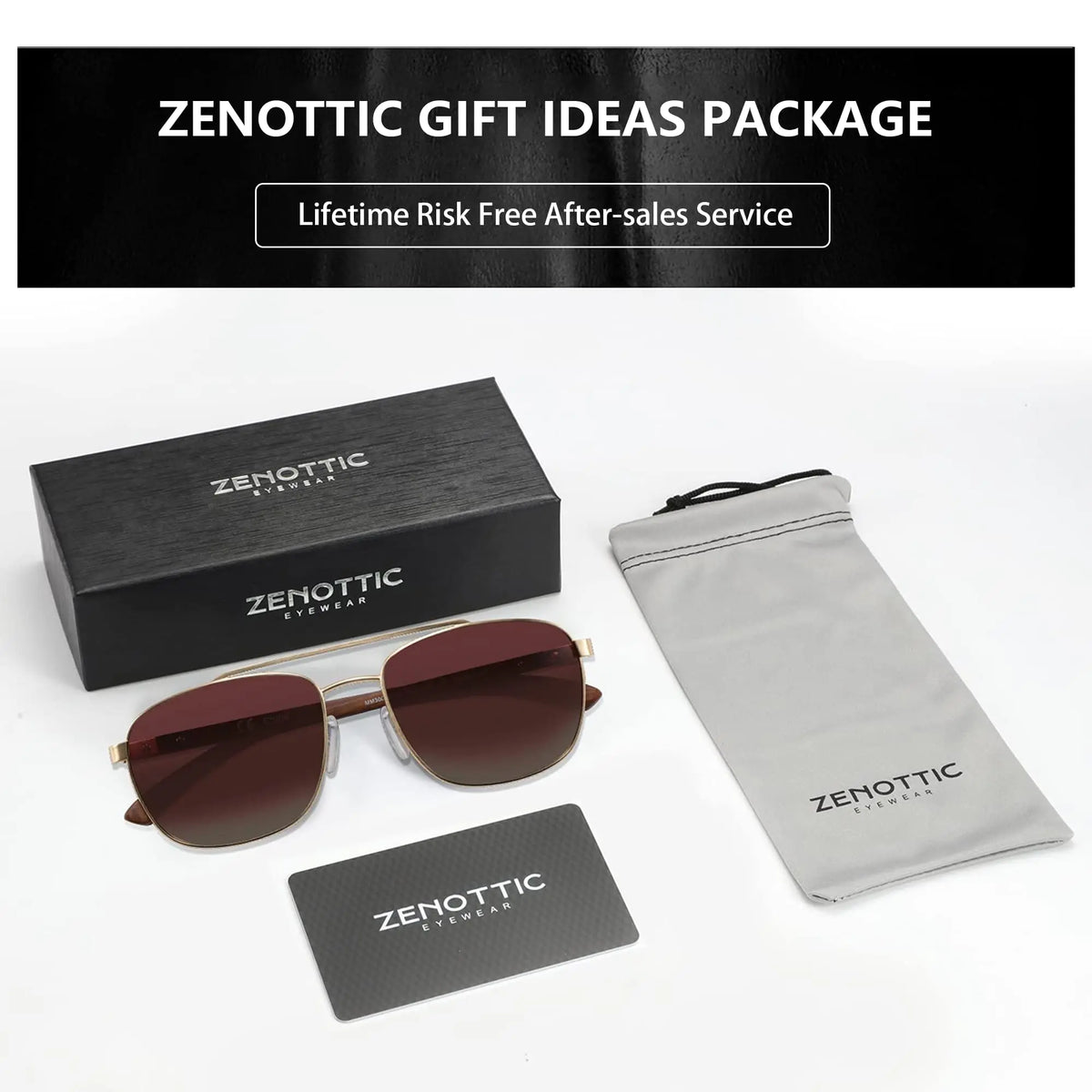 ZENOTTIC Trend Wood Polarized Sunglasses for Men