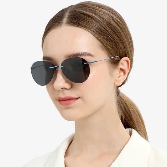 Titanium Rimless Sunglasses Men Ultralight Frameless