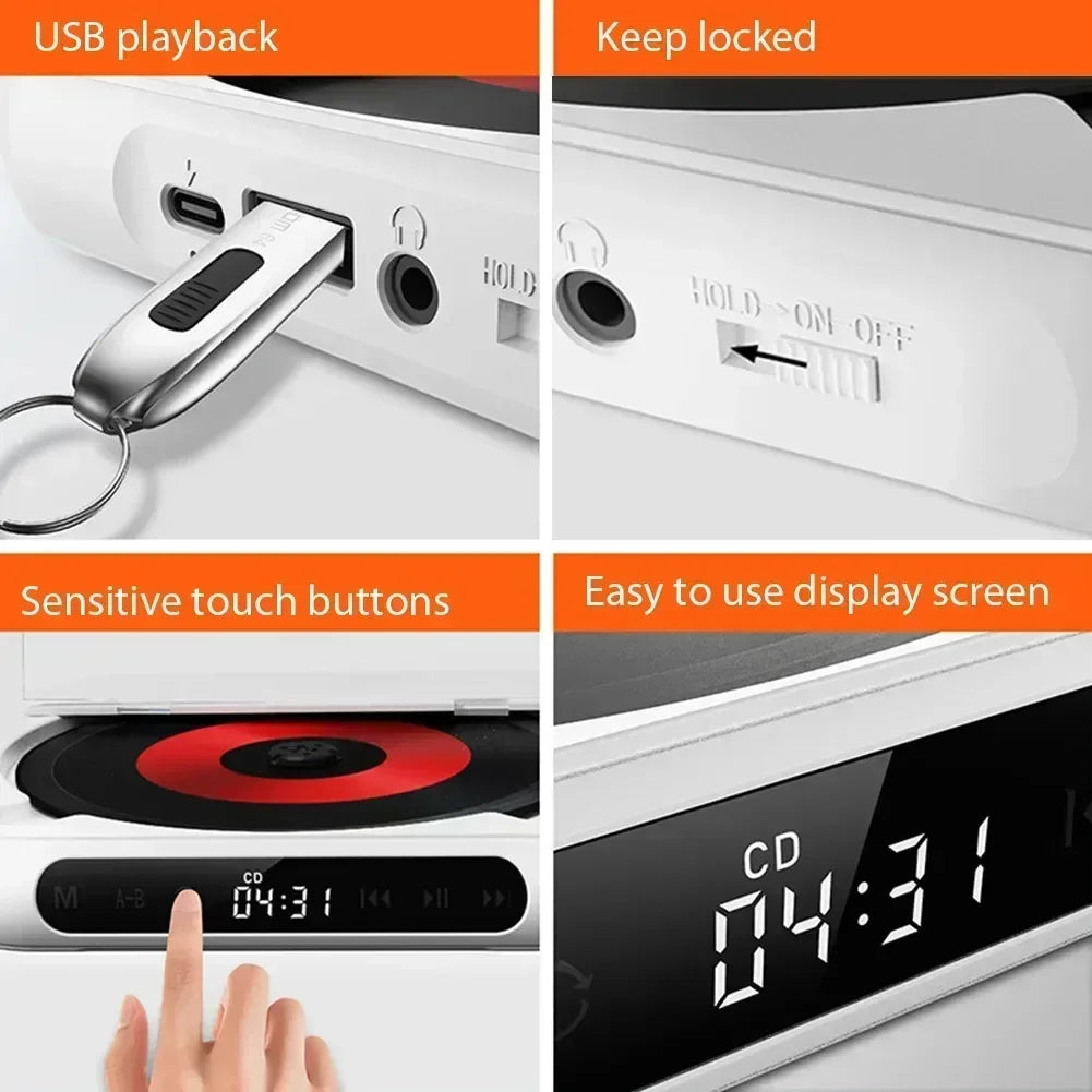 Bluetooth-Compatible CD Player LCD Screen Car CD Player