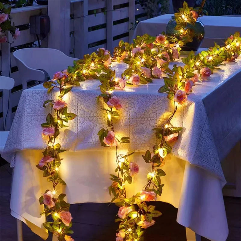 Solar Powered Sunflower Rose String Lights Artificial