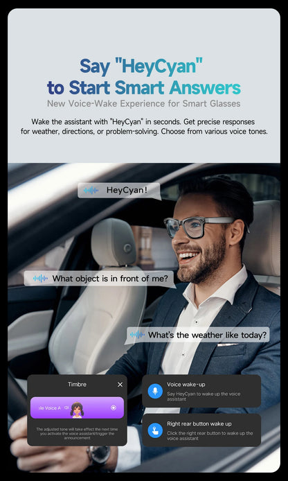 AI Smart Glasses with 8MP Camera Video Recording 100+ Languages