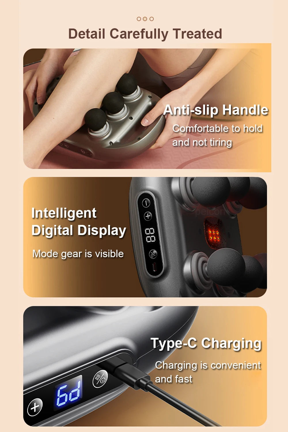 Fascia Gun Muscle Massager Gun High Frequency Back Waist