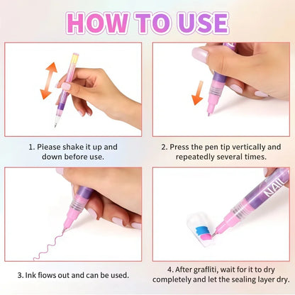 12 Color Nail Art Drawing Pen DIY Nail Painting Art Design