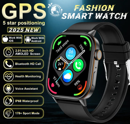 New For Android iOS Outdoor GPS Smart Watch Men 2.01" HD AMOLED