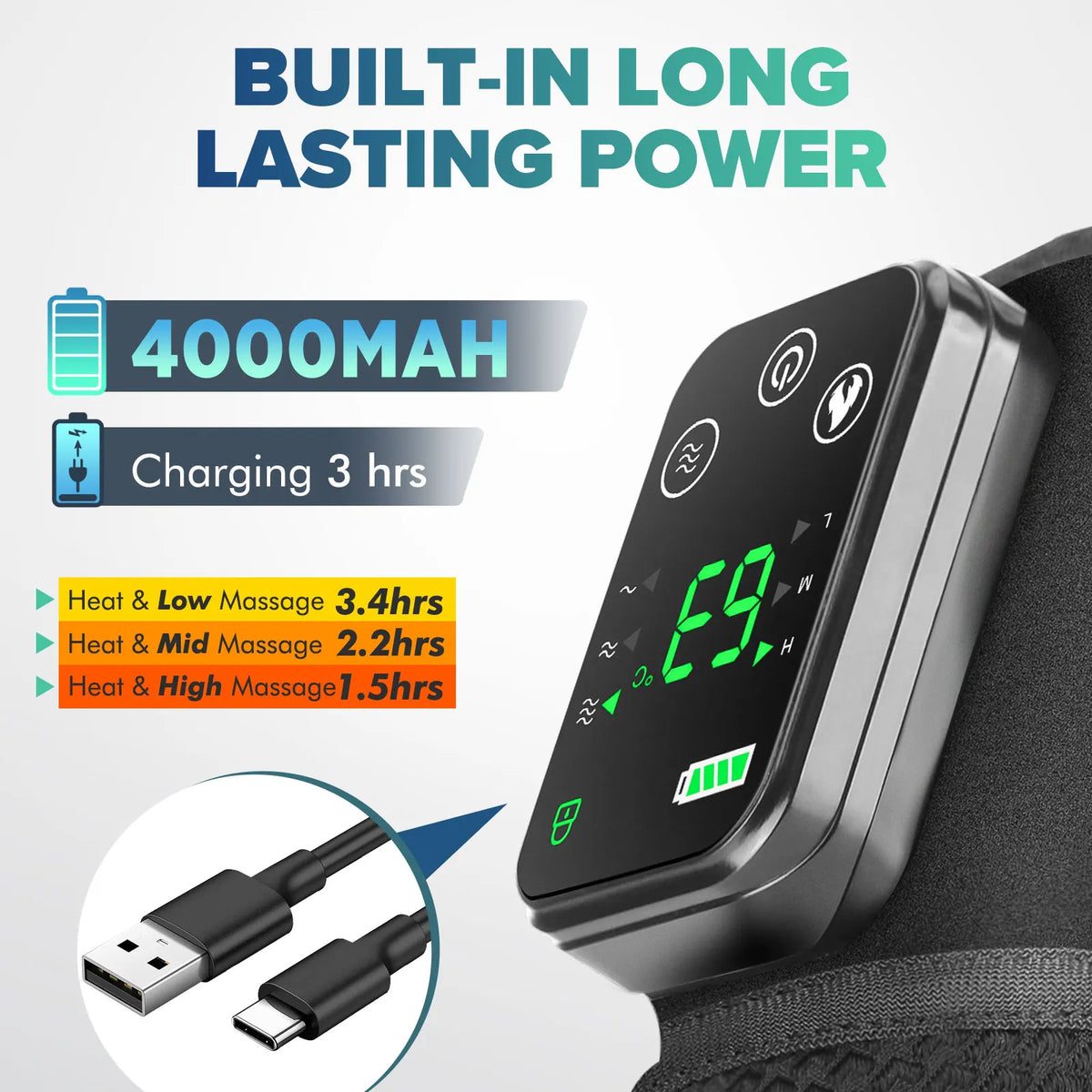 Rechargeable Knee Massager 3 Gear Vibration Massage
