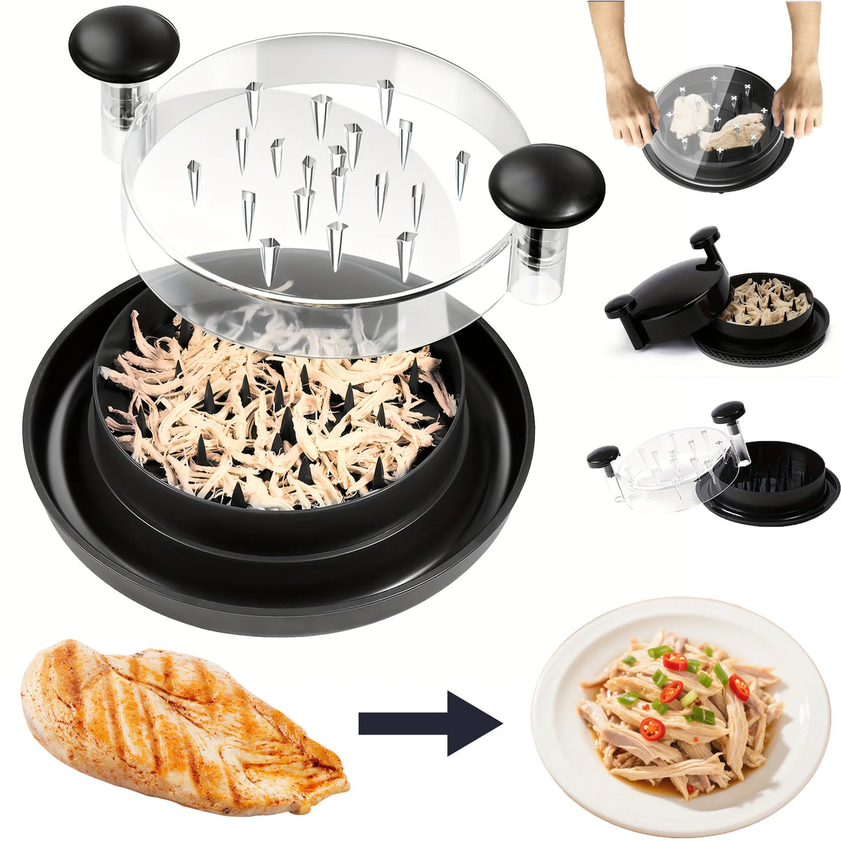 Upgraded Chicken Shredder with Transparent Cover