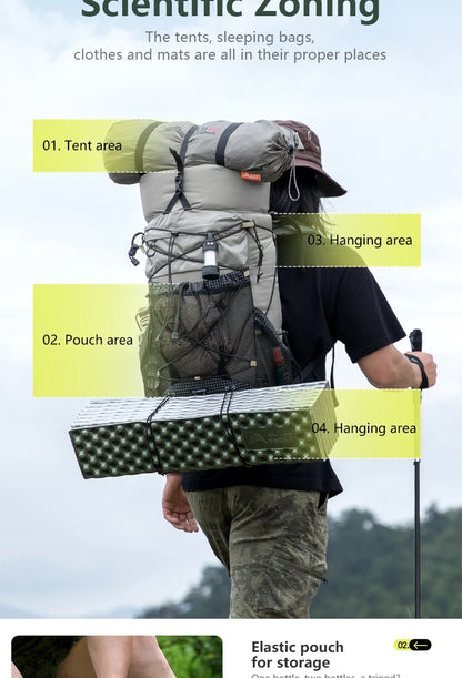 Camping Backpack 25+10L Large Capacity Travel Bag Outdoor