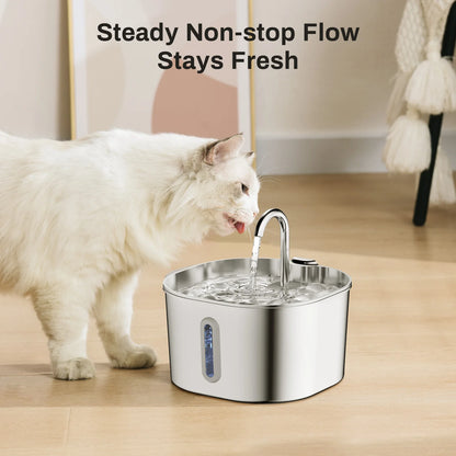 Automatic Cat Water Fountain Square Stainless Steel
