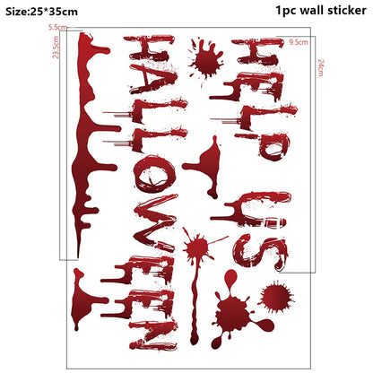 Halloween Wall Doors Windows Stickers Blood Handprint Footprint Skull Pattern