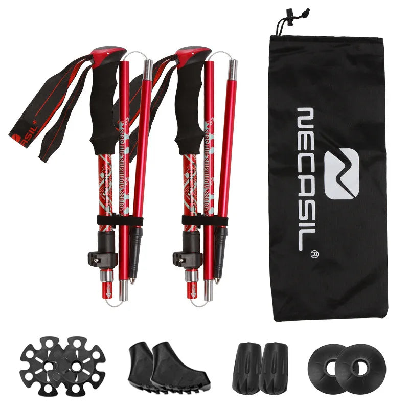 Trekking Poles Ultralight Foldable Telescopic Walking Hiking
