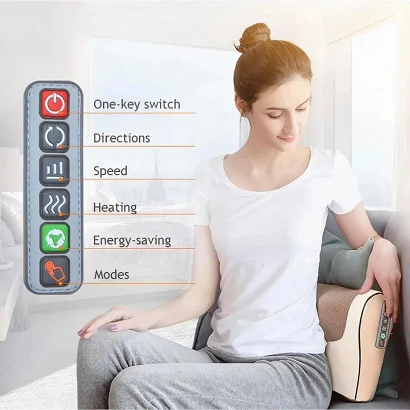Back Neck Massager Infrared Heating Electric Massage Pillow