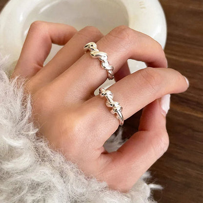 VENTFILLE 925 Sterling Silver Finger Rings Hollow Chain