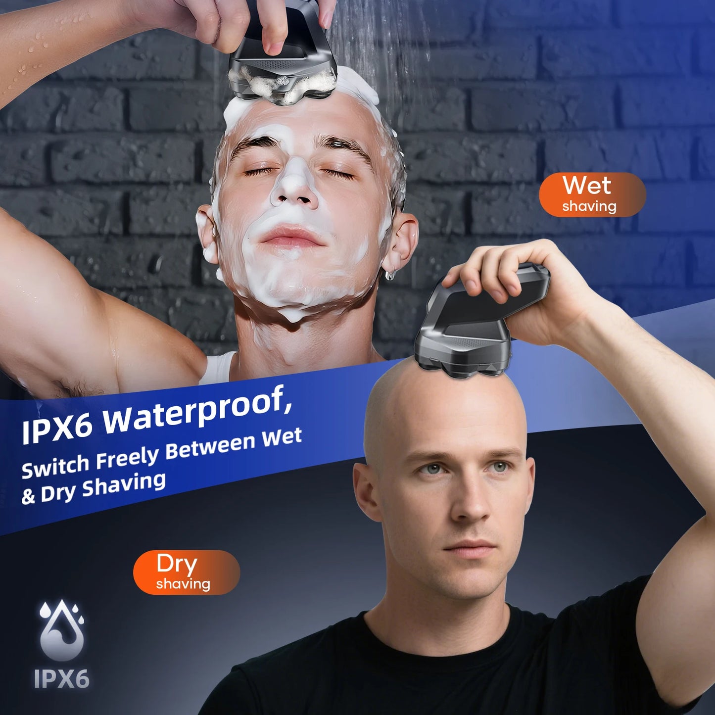S32 Electric Head Shaver for Men 7D Floating Cutter USB-C Rechargeable