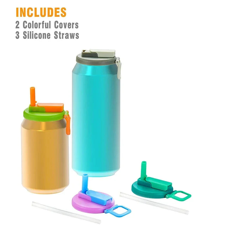 Portable Soda Can Lid Silicone Straw Soda Can Lid Reusable