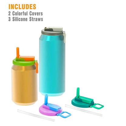 Portable Soda Can Lid Silicone Straw Soda Can Lid Reusable