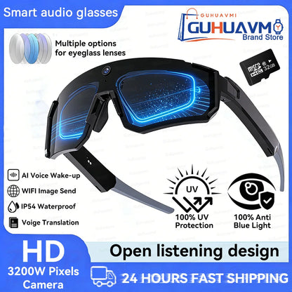 AI Smart Glasses 800W HD Anti-shake Camera Action Capture