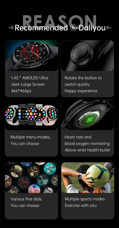 NFC Smart Watch Amoled HD GPS Track Sports Heart Rate