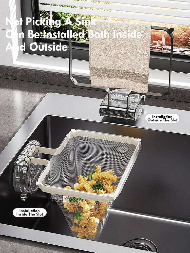 Kitchen Sink Filter Rack Suction Cup Iron Drain Filter