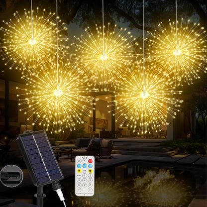 Solar Hanging Solar Outdoor Fireworks Light Solar 450 LED Starburst Ball