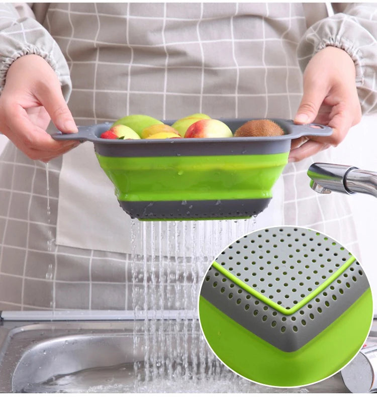 Silicone Folding Drainer Basket Portable Kitchen Strainer