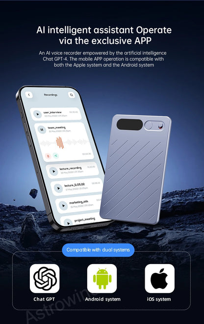 AI Voice Recorder ChatGPT-4 App 64GB Transcribe Summarize