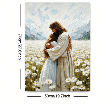 Jesus hugs girl canvas painting poster home decoration