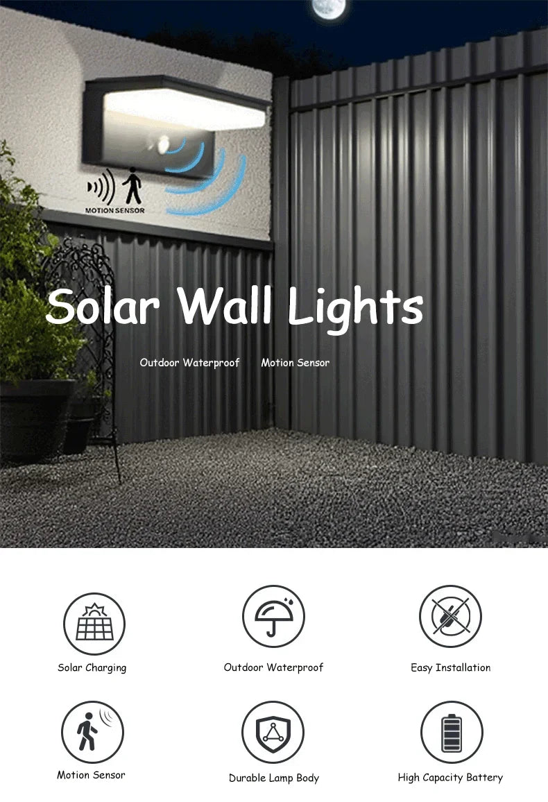 Solar Power Wall Lamp IPX5 Waterproof Garden Lights