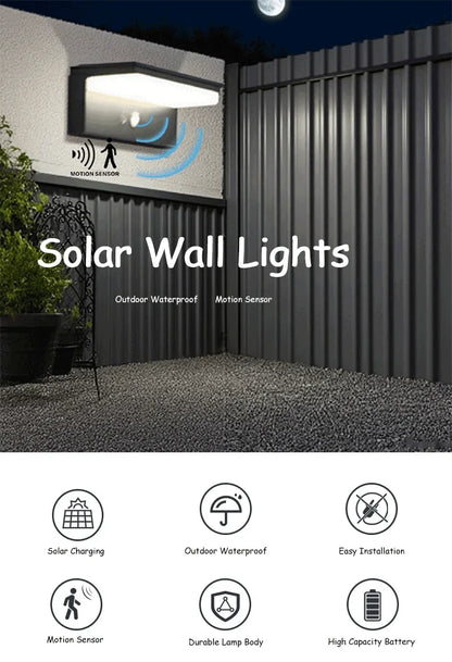 Solar Power Wall Lamp IPX5 Waterproof Garden Lights