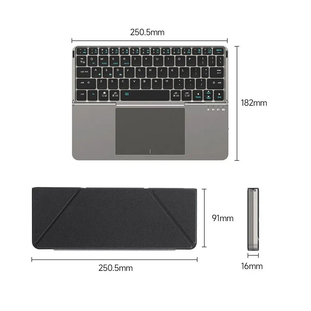 Folding Bluetooth Keyboard PC Phone Holder Wireless Foldable Keyboard