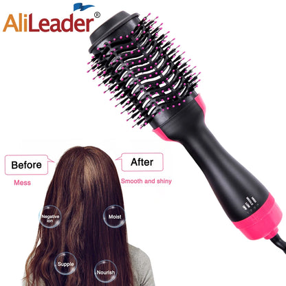 Women Hair Dryer Brush Hair Dryer Straightener Curler Massager