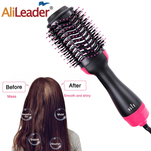 Women Hair Dryer Brush Hair Dryer Straightener Curler Massager