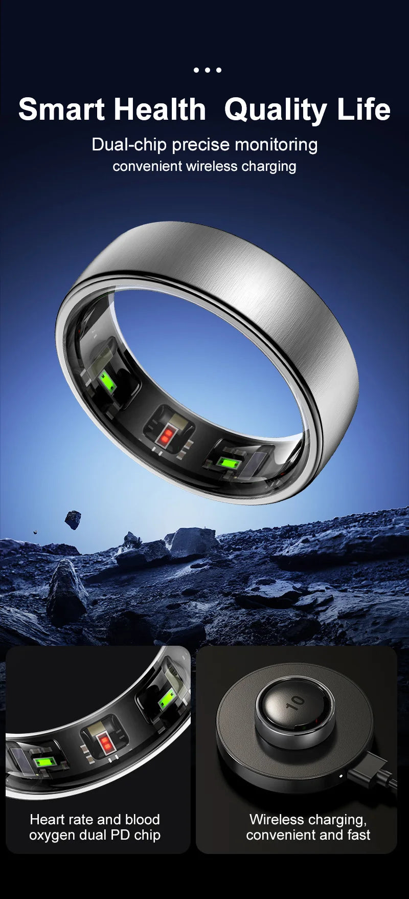 R10 Smart Ring with Charging Dock Men Women Multi-sport Mode