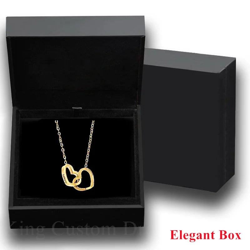 New Eternal Real Rose Rotating box Double Heart Custom