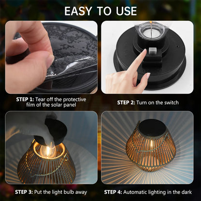Solar Lantern Hanging Woven Lantern Boho Lamp Lights