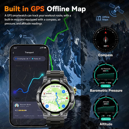 New GPS Map Smart Navigation Watch 1200mAh Battery
