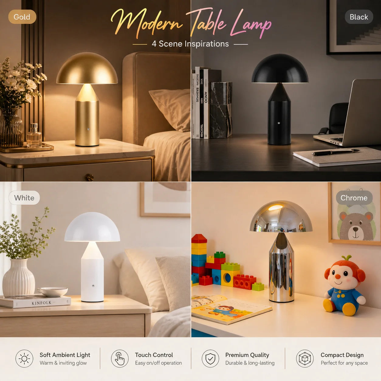 Metal Mushroom Table Lamp Modern Decoration Desk Lamp