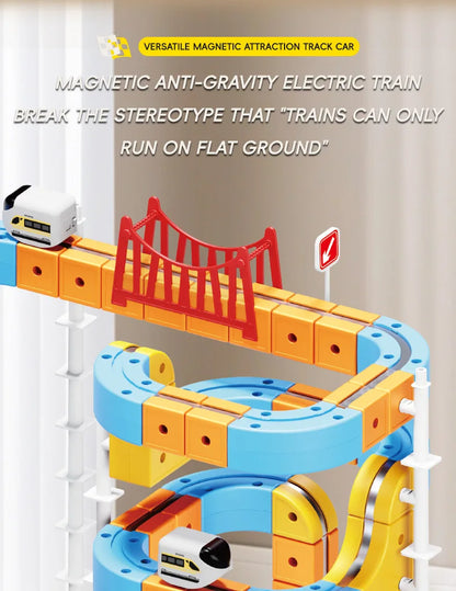Magnetic Train Set DIY 3D Cube Track Electric Train Set