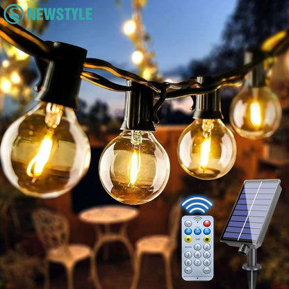 Solar G40 Outdoor String Lights with Remote Controls LED Decor