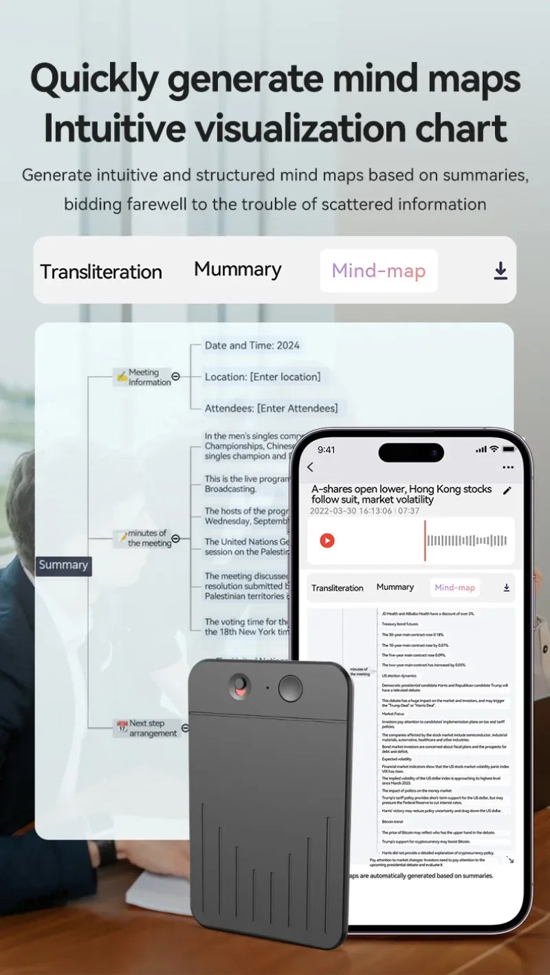 AI Voice Recorder APP Control AI Notetaking Device Transcribe
