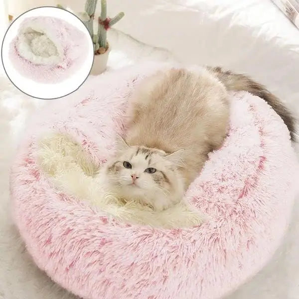 Soft Plush Pet Bed with Cover Round Cat Bed Mattress