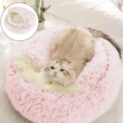 Soft Plush Pet Bed with Cover Round Cat Bed Mattress